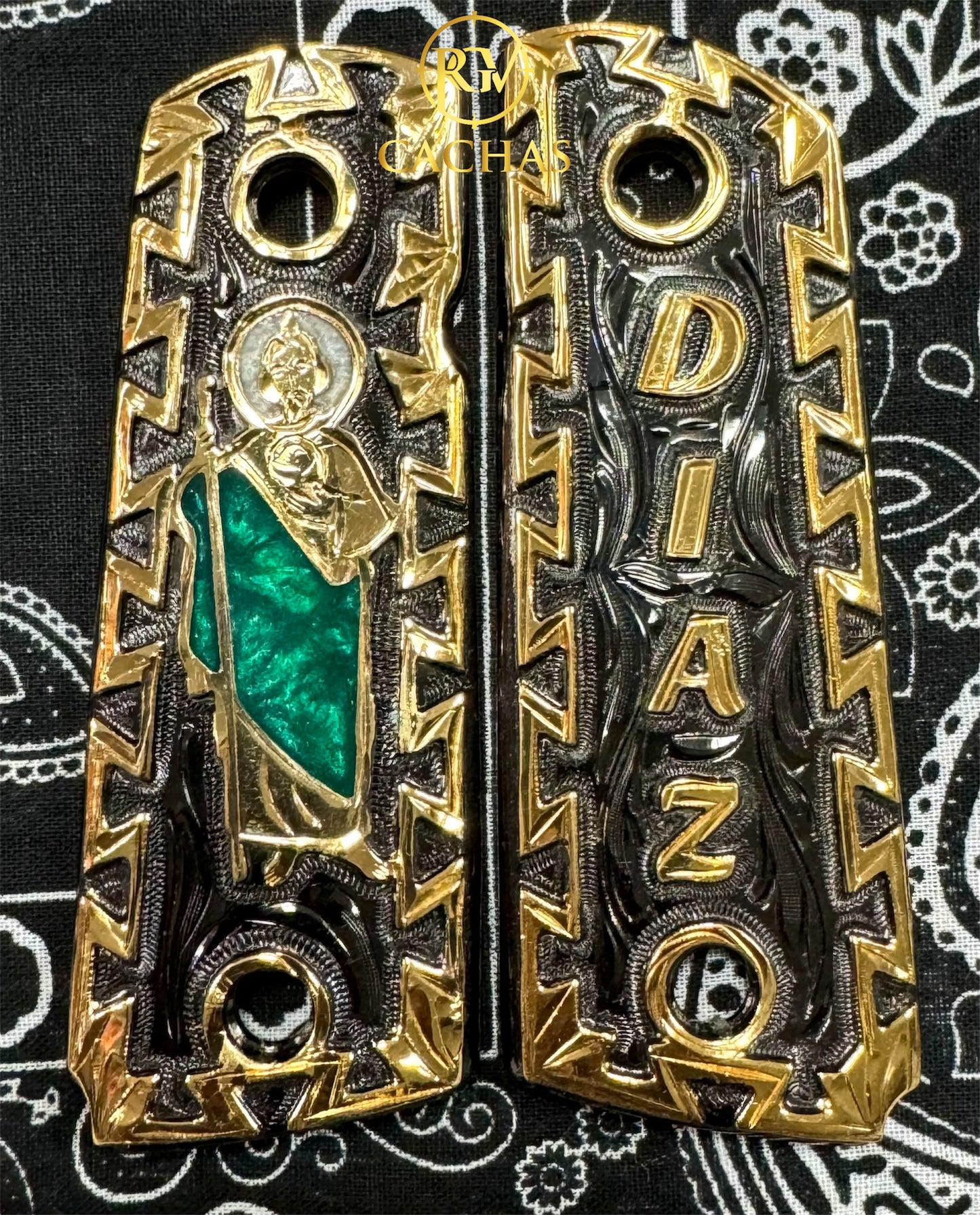 1911 Compact Size Custom Name San Judas Grips