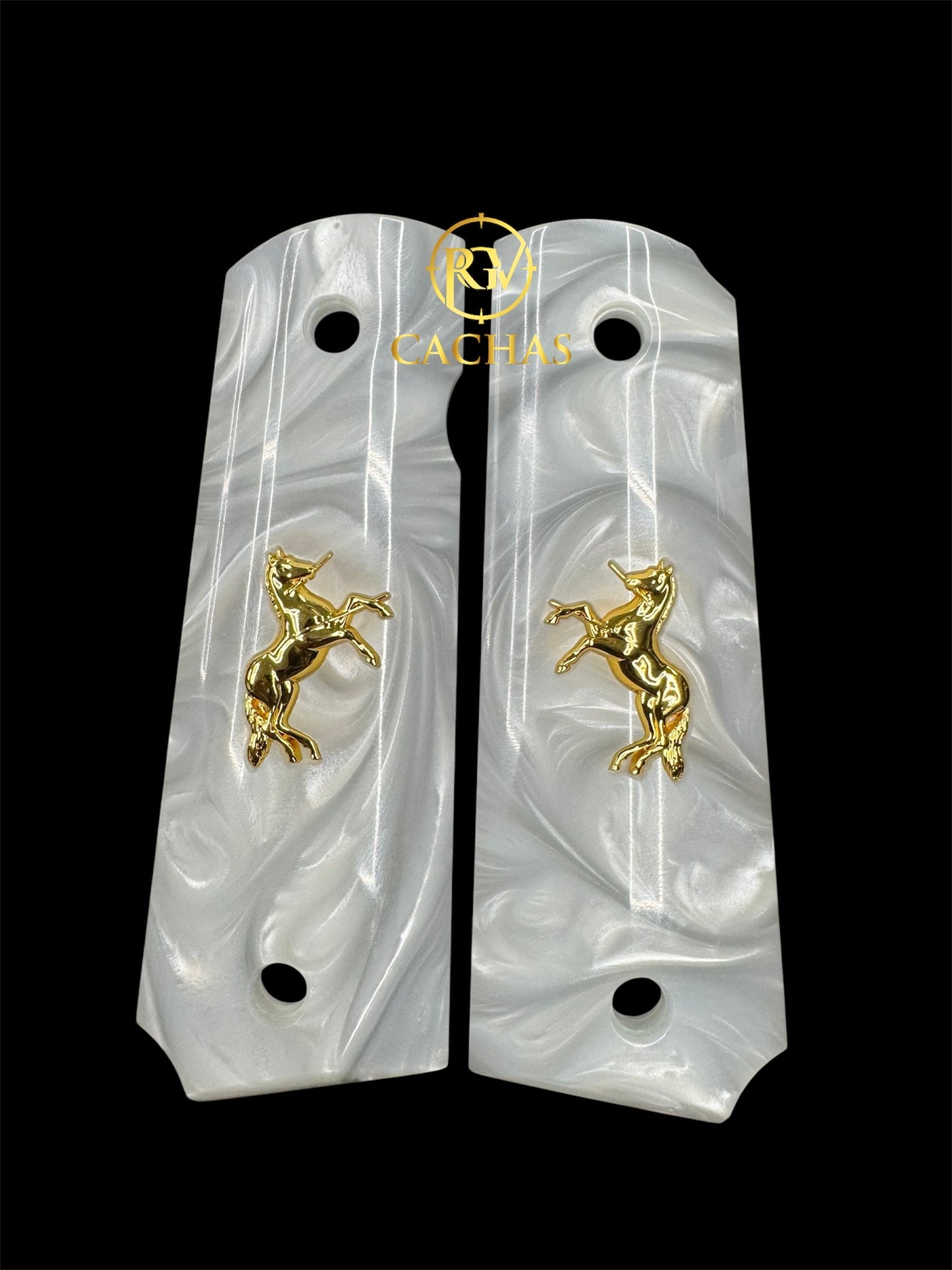 1911 Full Size Colt Horse White Pearl Grips