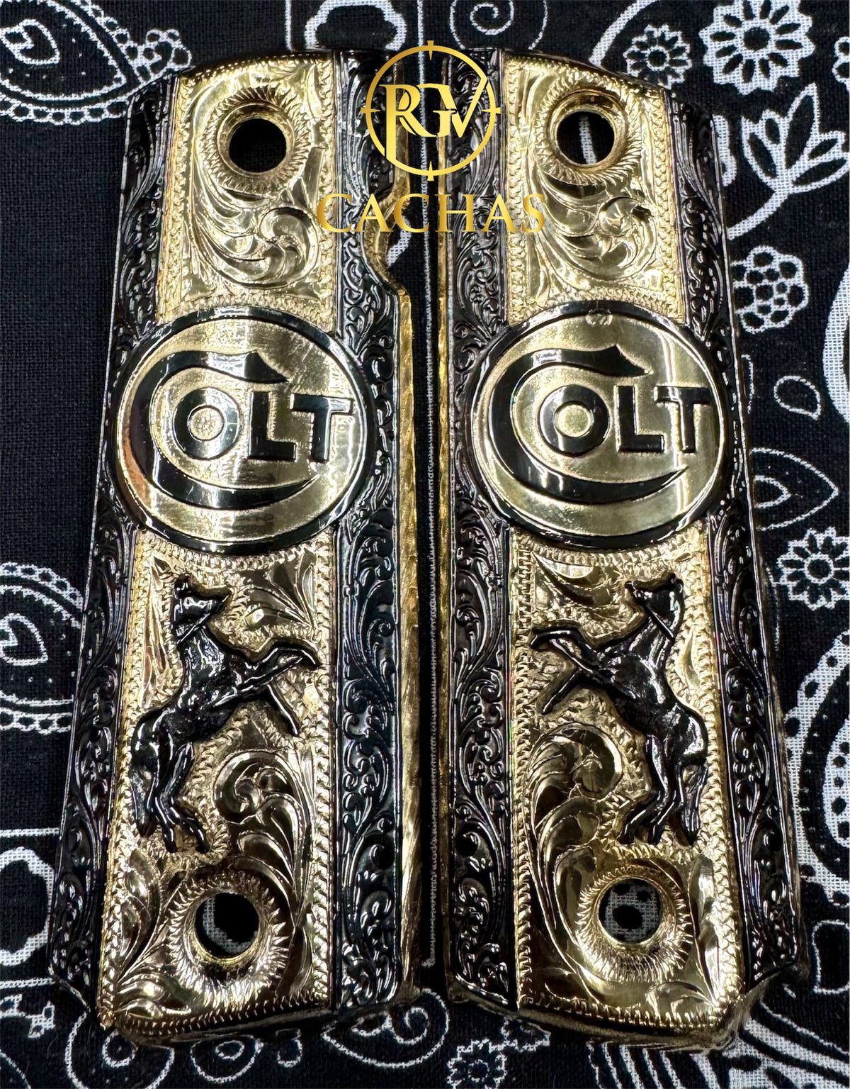1911 Full Size Colt Logo Horse Scroll Grips
