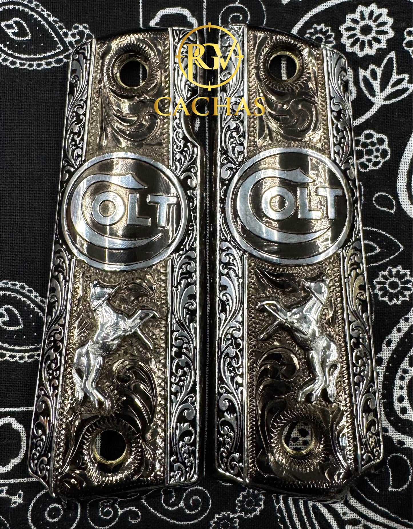 1911 Full Size Colt Logo Horse Scroll Grips