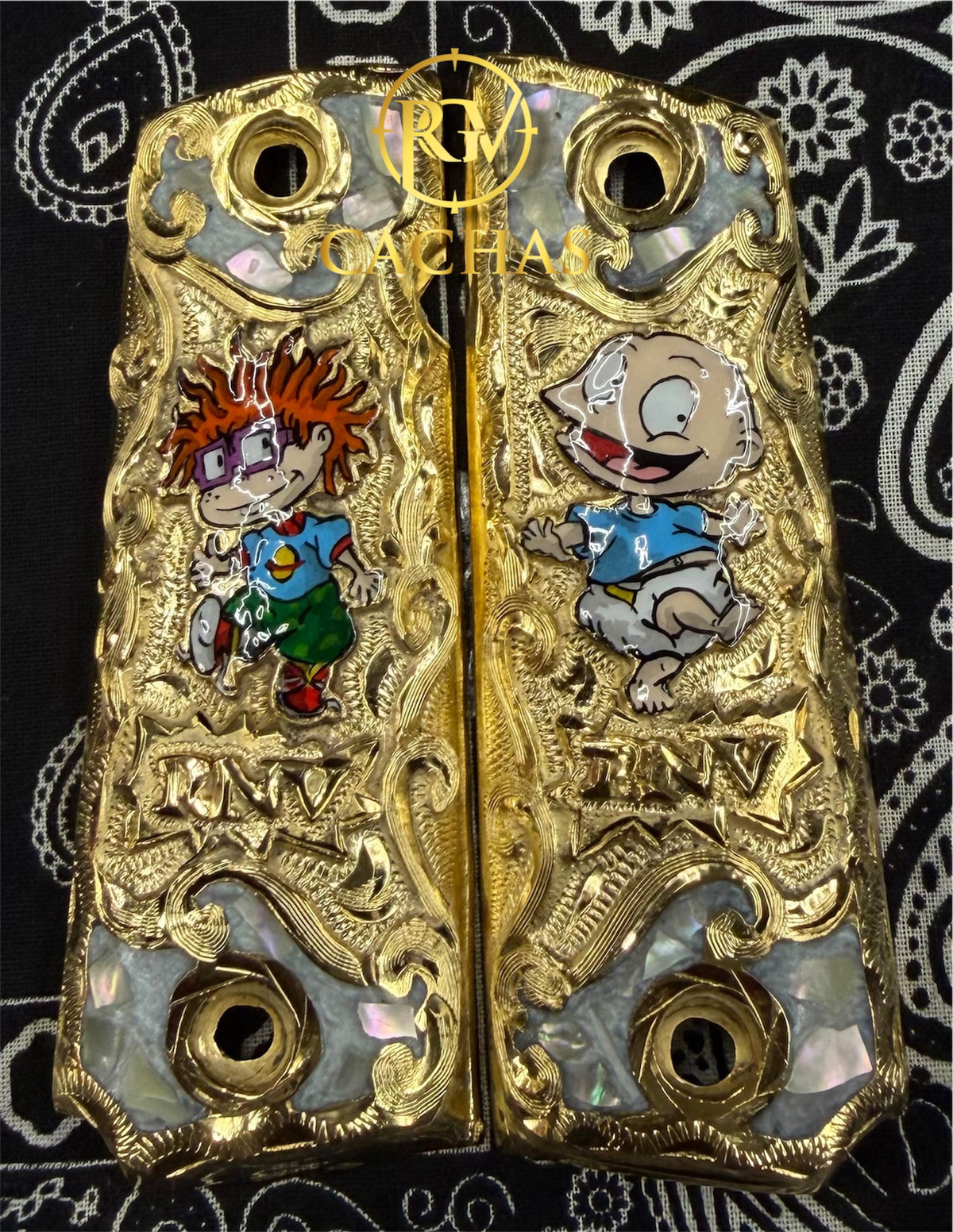 1911 Full Size Custom Initials Rugrats Nacar Grips