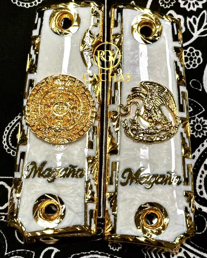 1911 Full Size Custom Name Calendario Azteca Eagle Grips