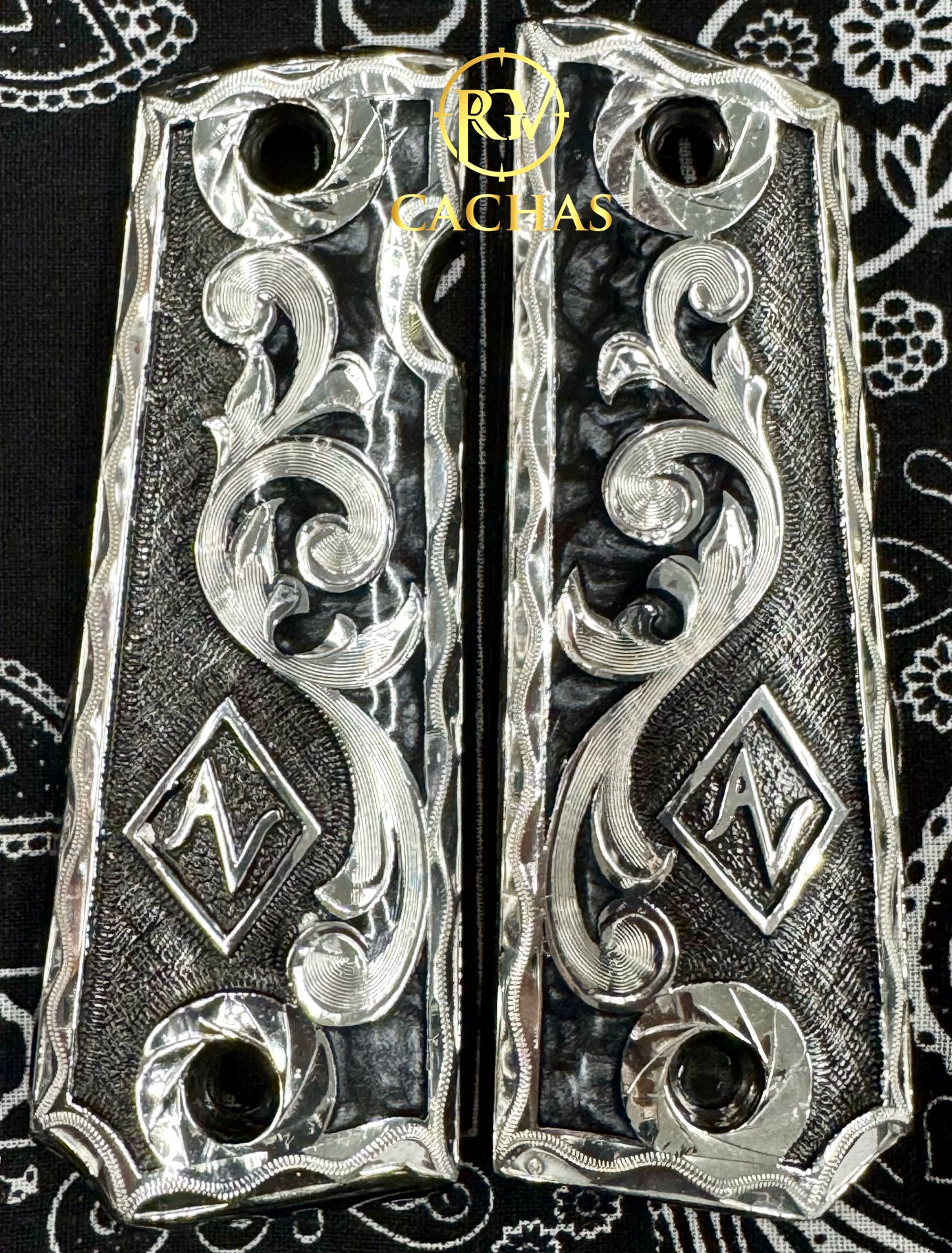 1911 Full Size Custom Logo Scroll Grips