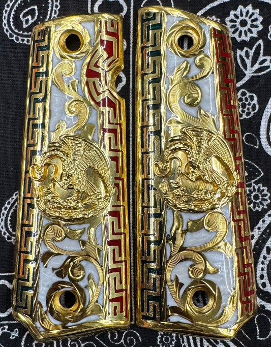 1911 Full Size Eagle Mexico Flag Grips