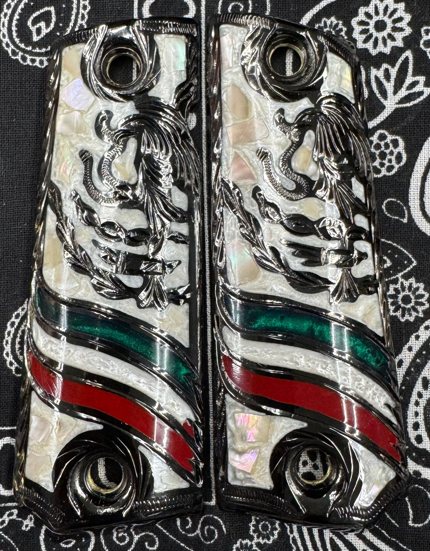 1911 Full Size Mexico Flag Eagle Grips