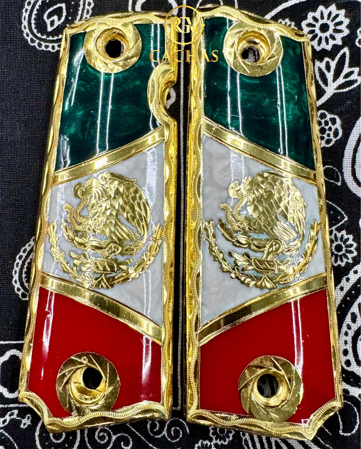 1911 Full Size Mexico Flag Eagle Grips