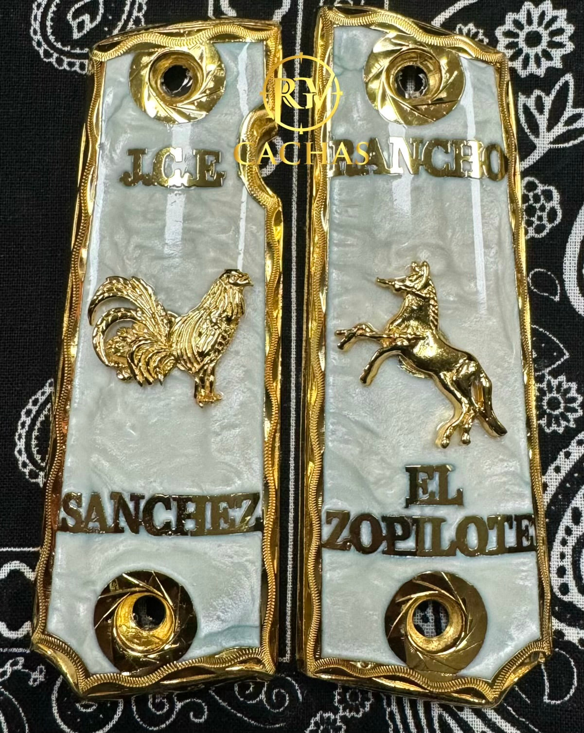 1911 Full Size Custom Name Gallo Horse Grips