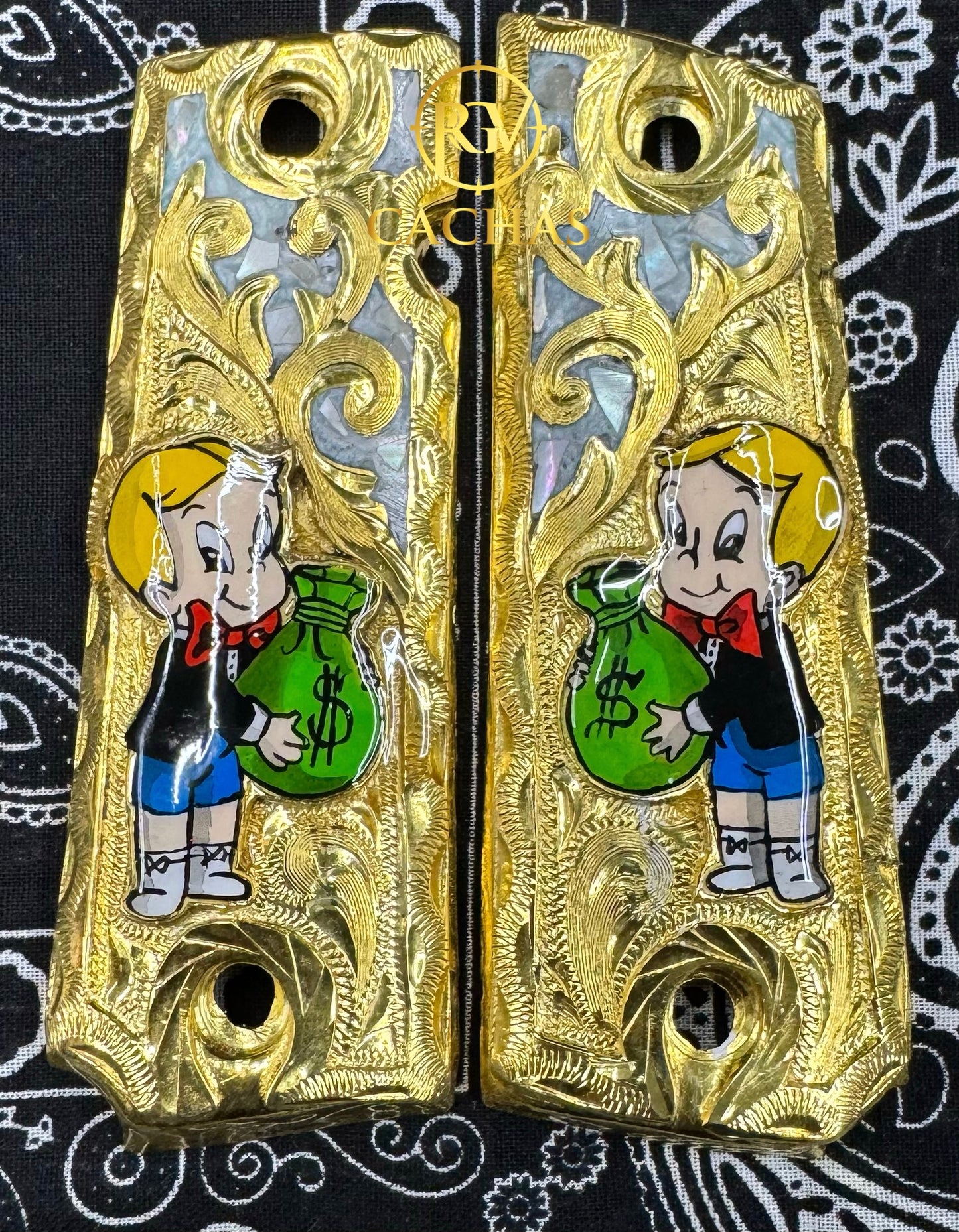 1911 Full Size Richie Rich Money Bag Nacar Grips