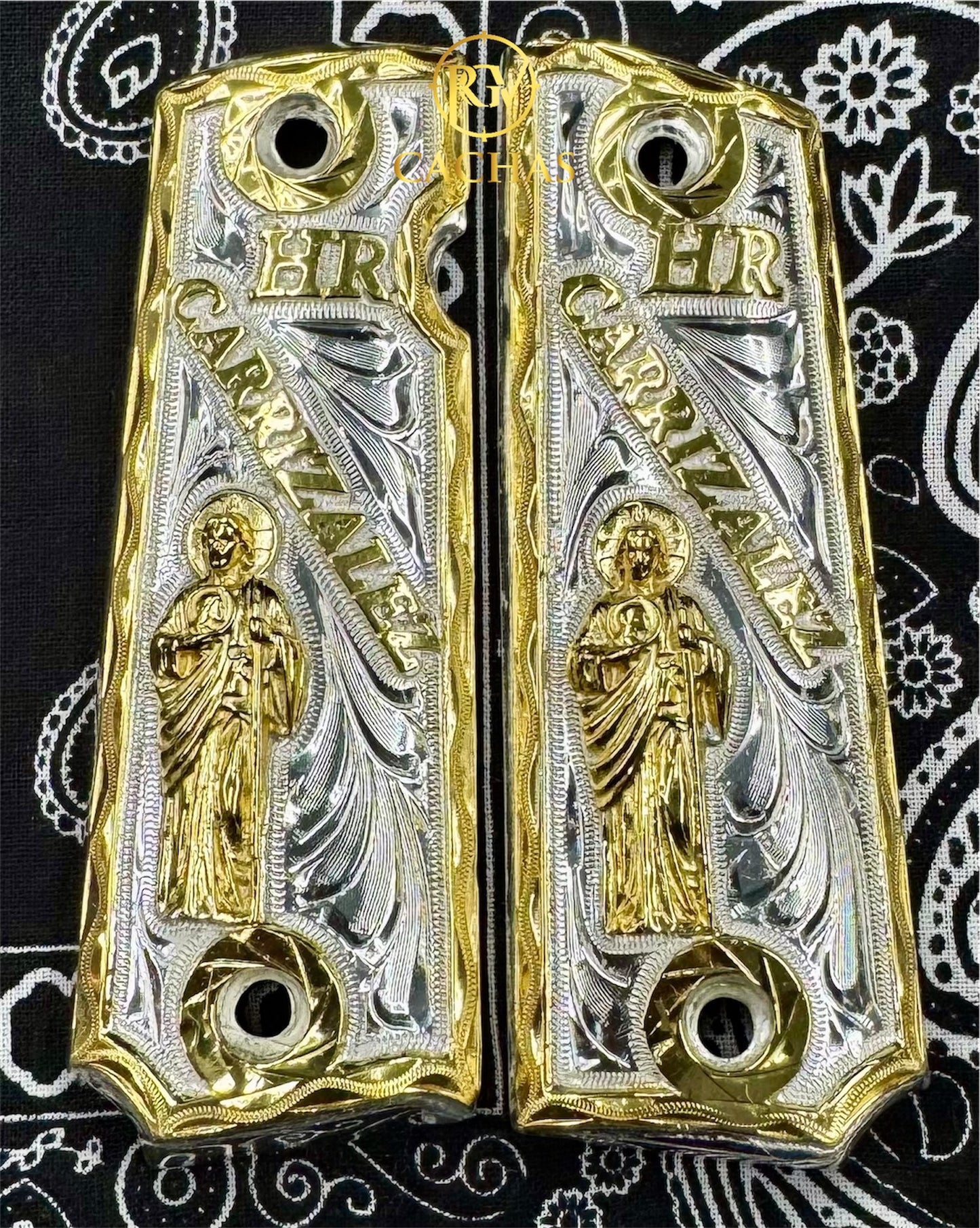 1911 Full Size Custom Initial Name San Judas Grips