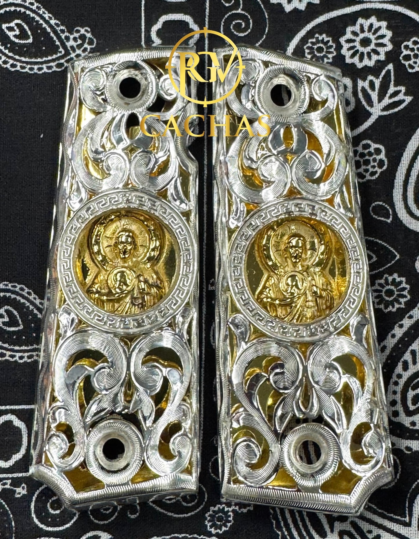 1911 Full Size San Judas Scroll Hollow Cut Grips