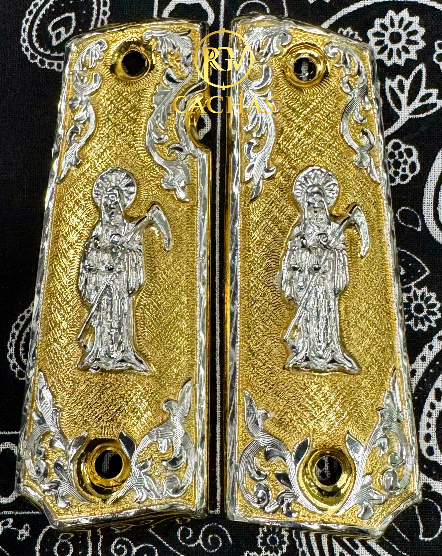 1911 Full Size Santa Muerte Scroll Grips