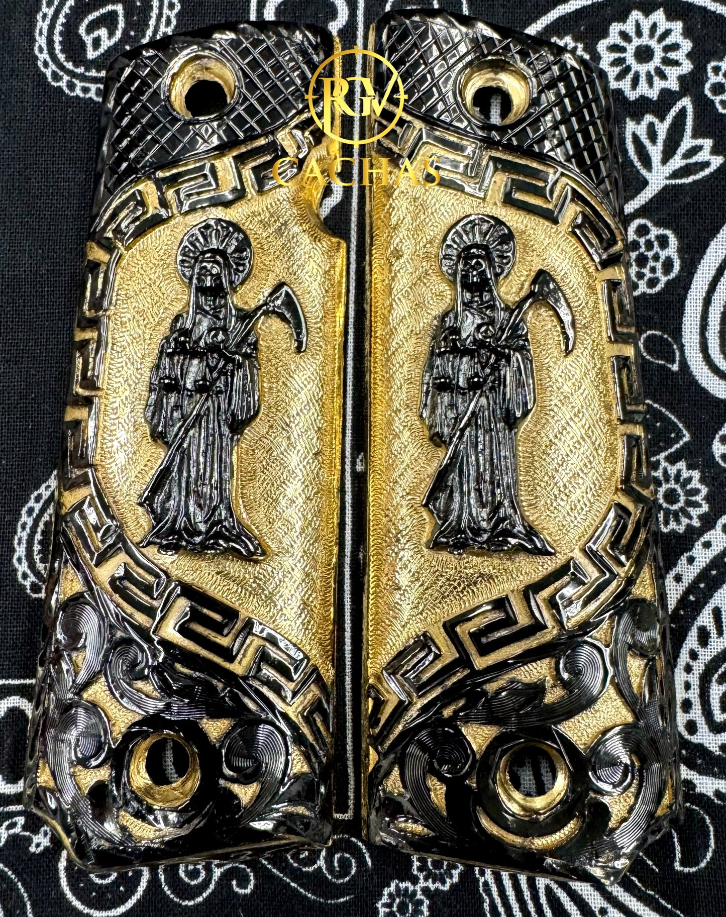 1911 Full Size Santa Muerte Scroll Grips