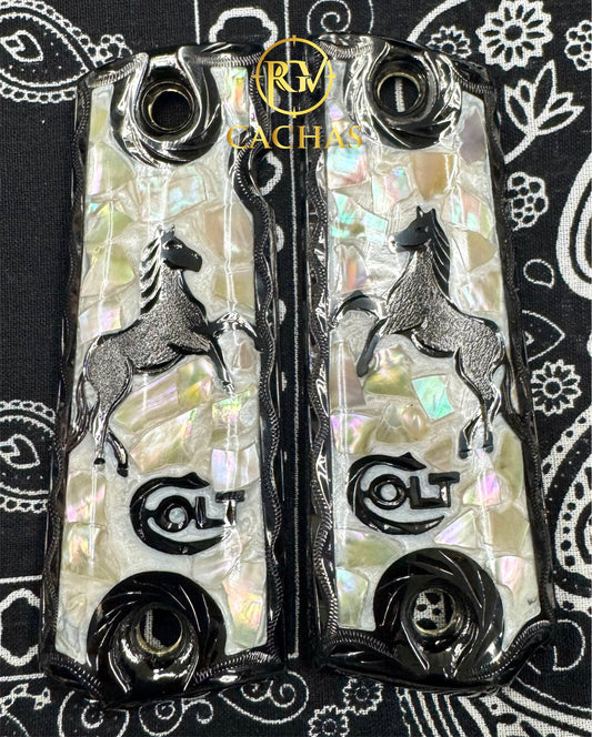 1911 Full Size Colt Logo Horse Nacar Grips