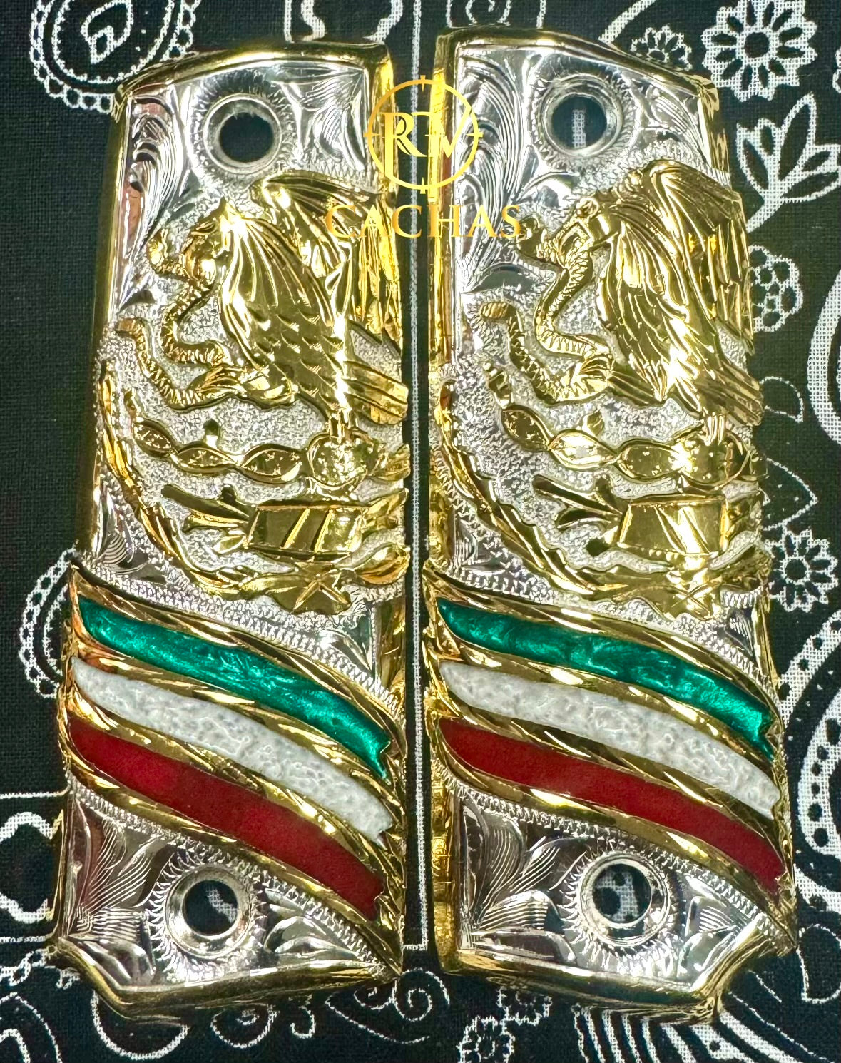 1911 Full Size Eagle Mexico Flag Grips