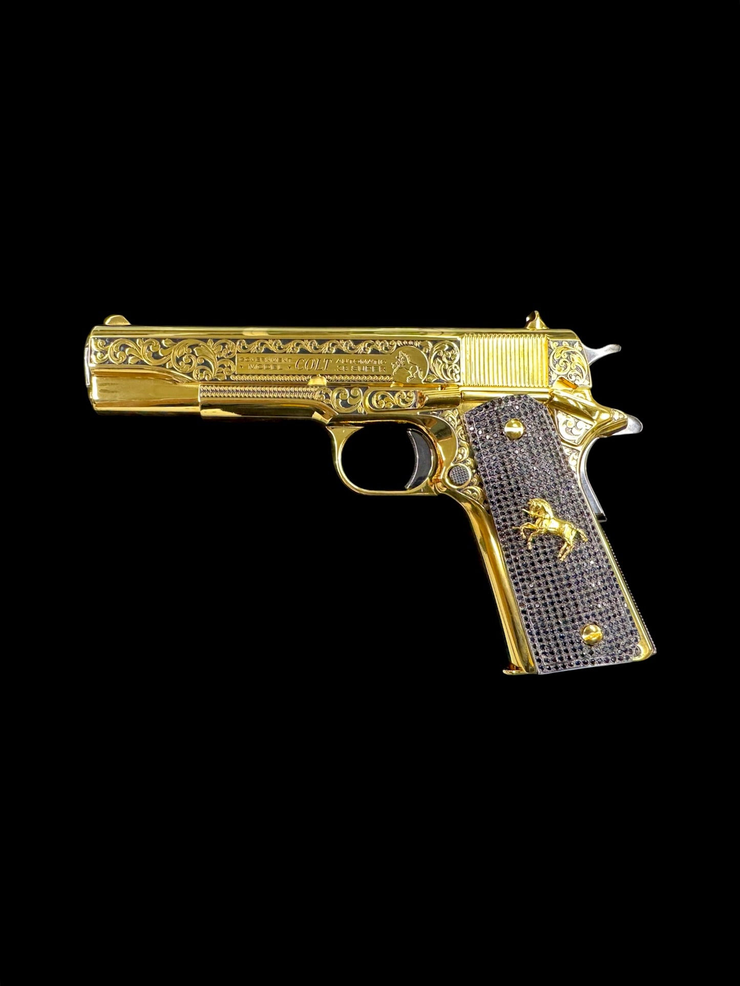 Colt 1911 Government Model 38 Super Gold Black