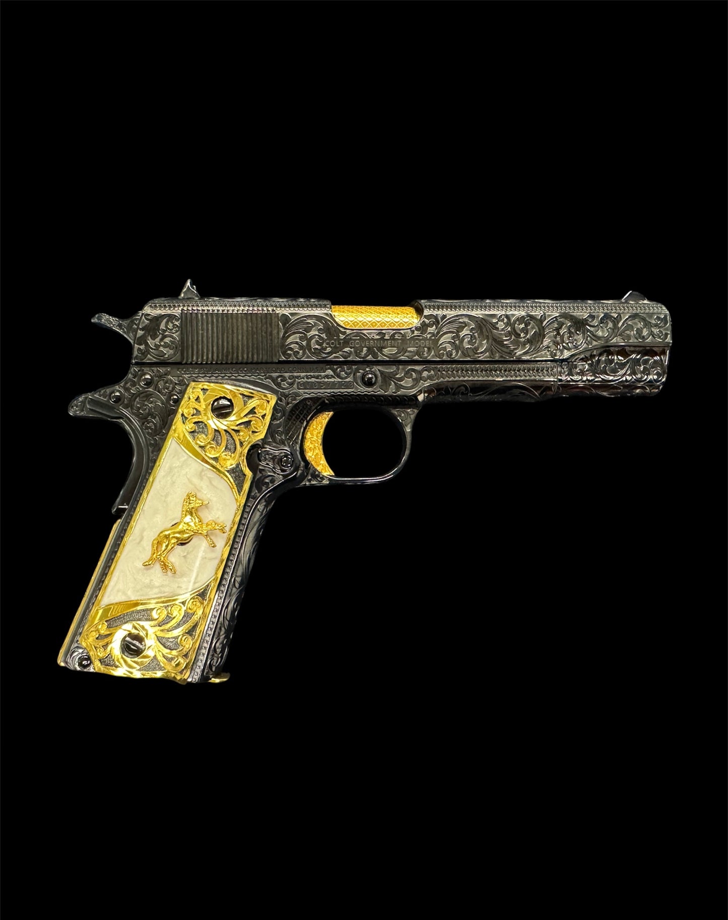 Colt 1911 Government 38 Super Blued Scrolls