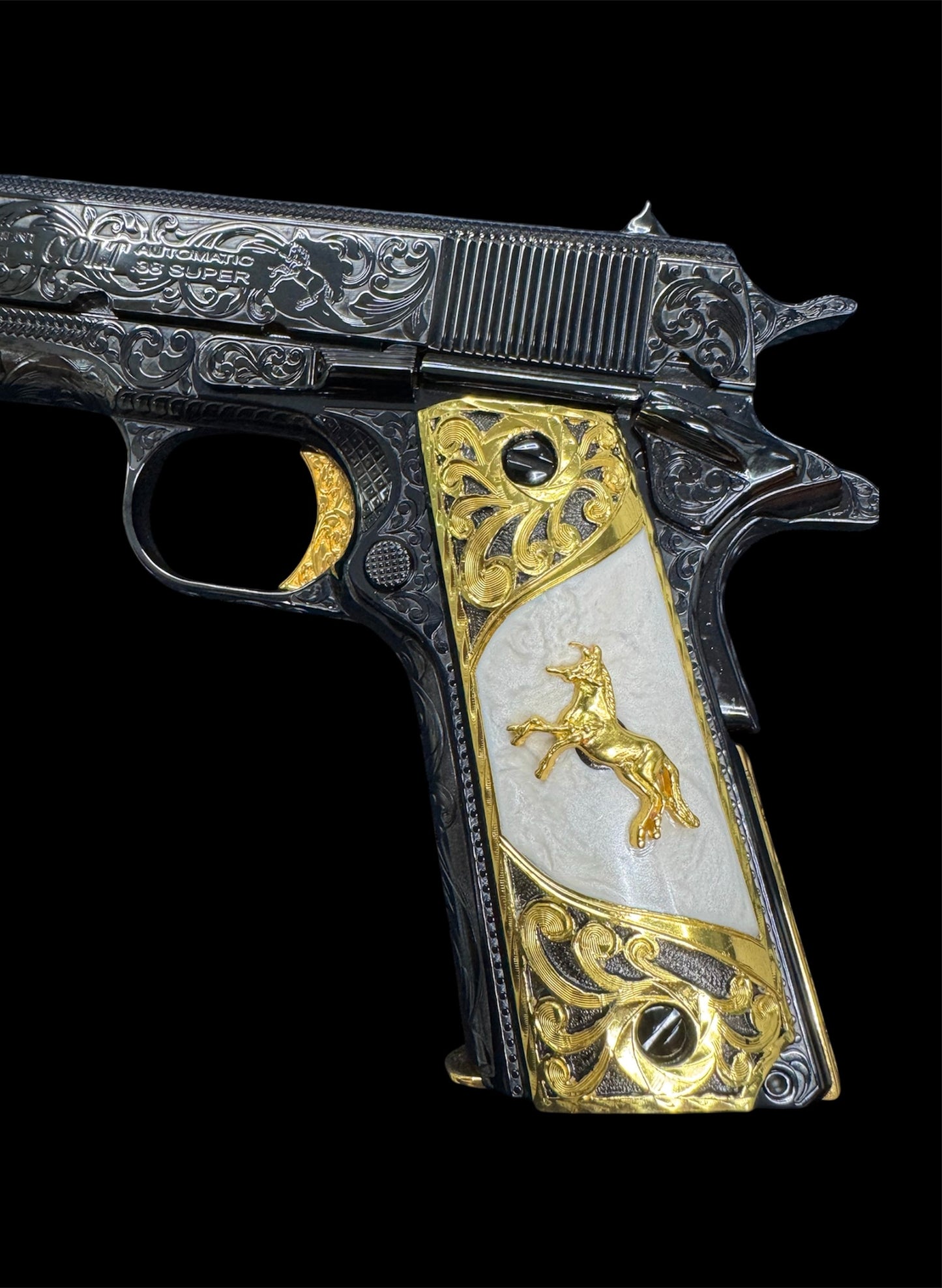 Colt 1911 Government 38 Super Blued Scrolls