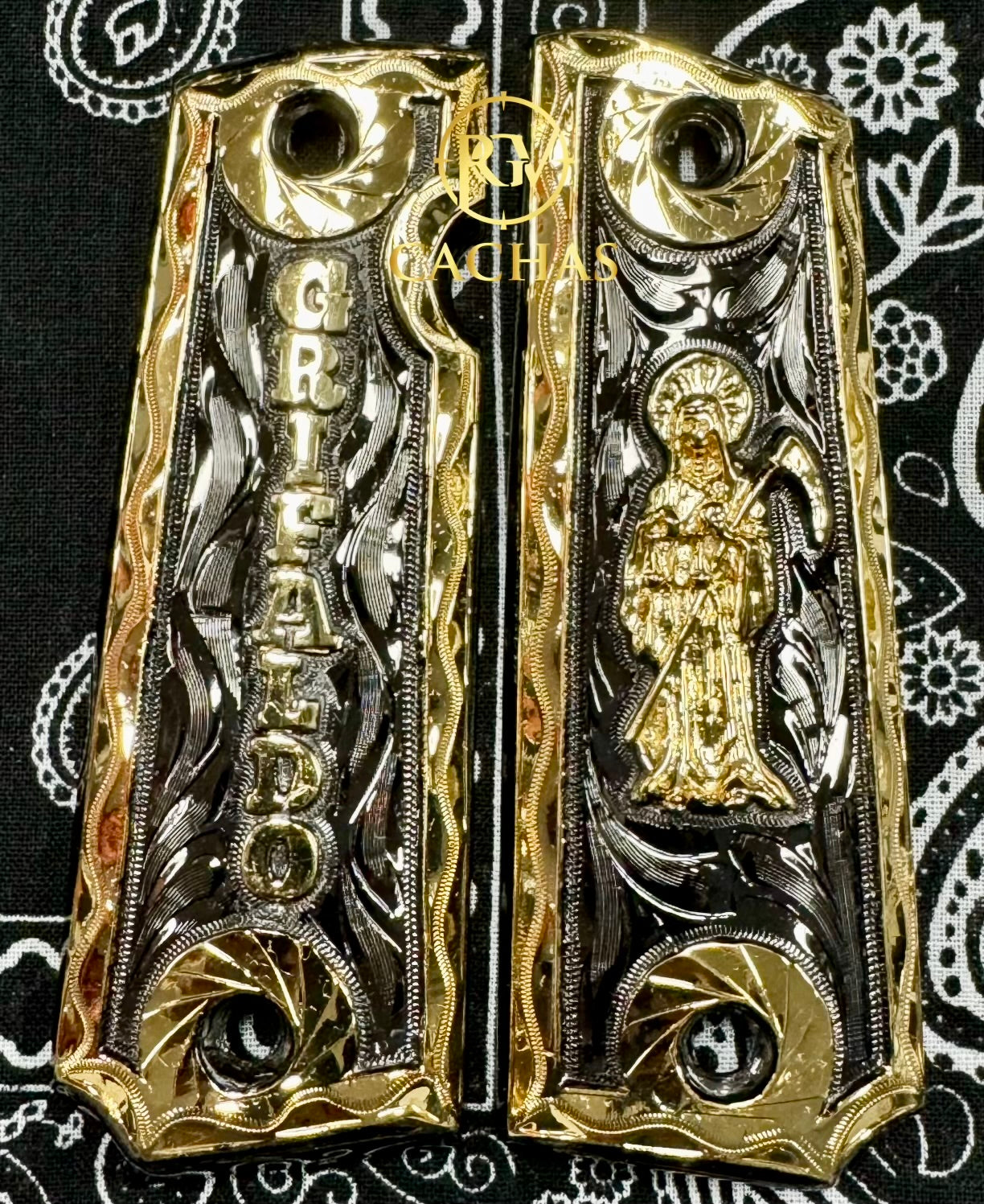 1911 Full Size Custom Grifado Santa Muerte Grips
