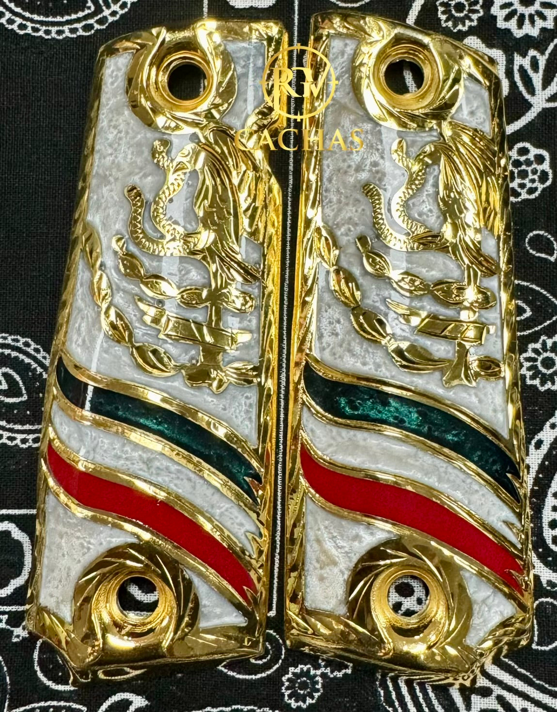 1911 Full Size Mexico Flag Eagle Grips