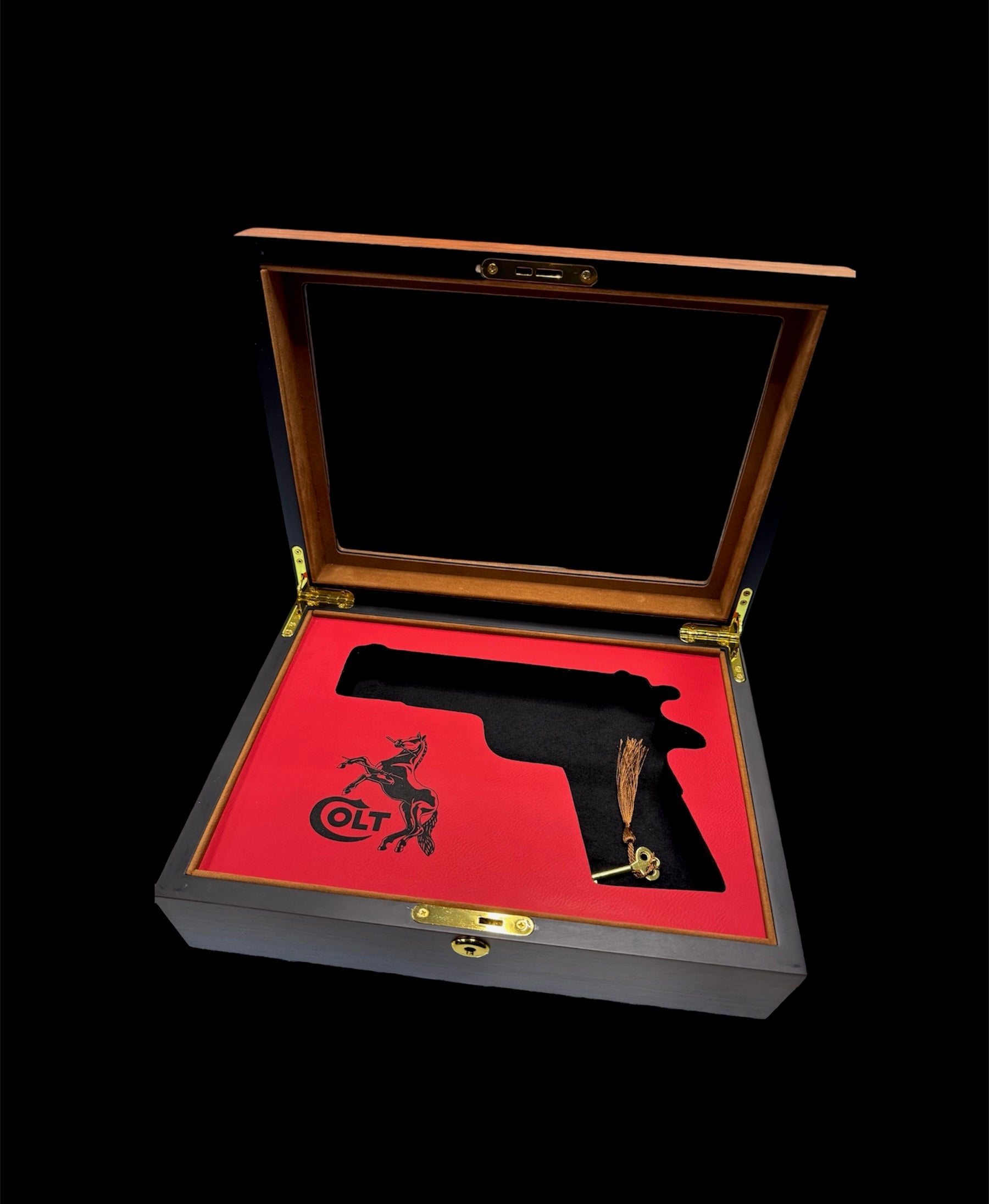 1911 Colt Display Case – Gold Guns