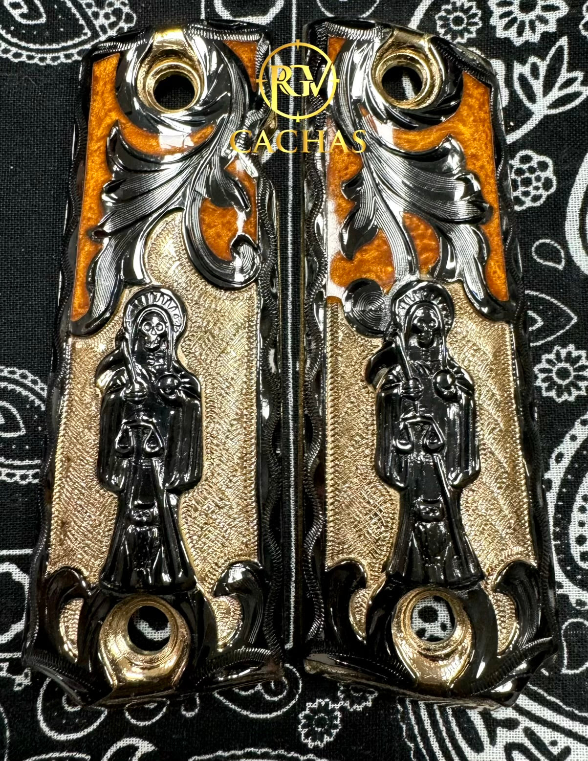 1911 Full Size Santa Muerte Scroll Grips