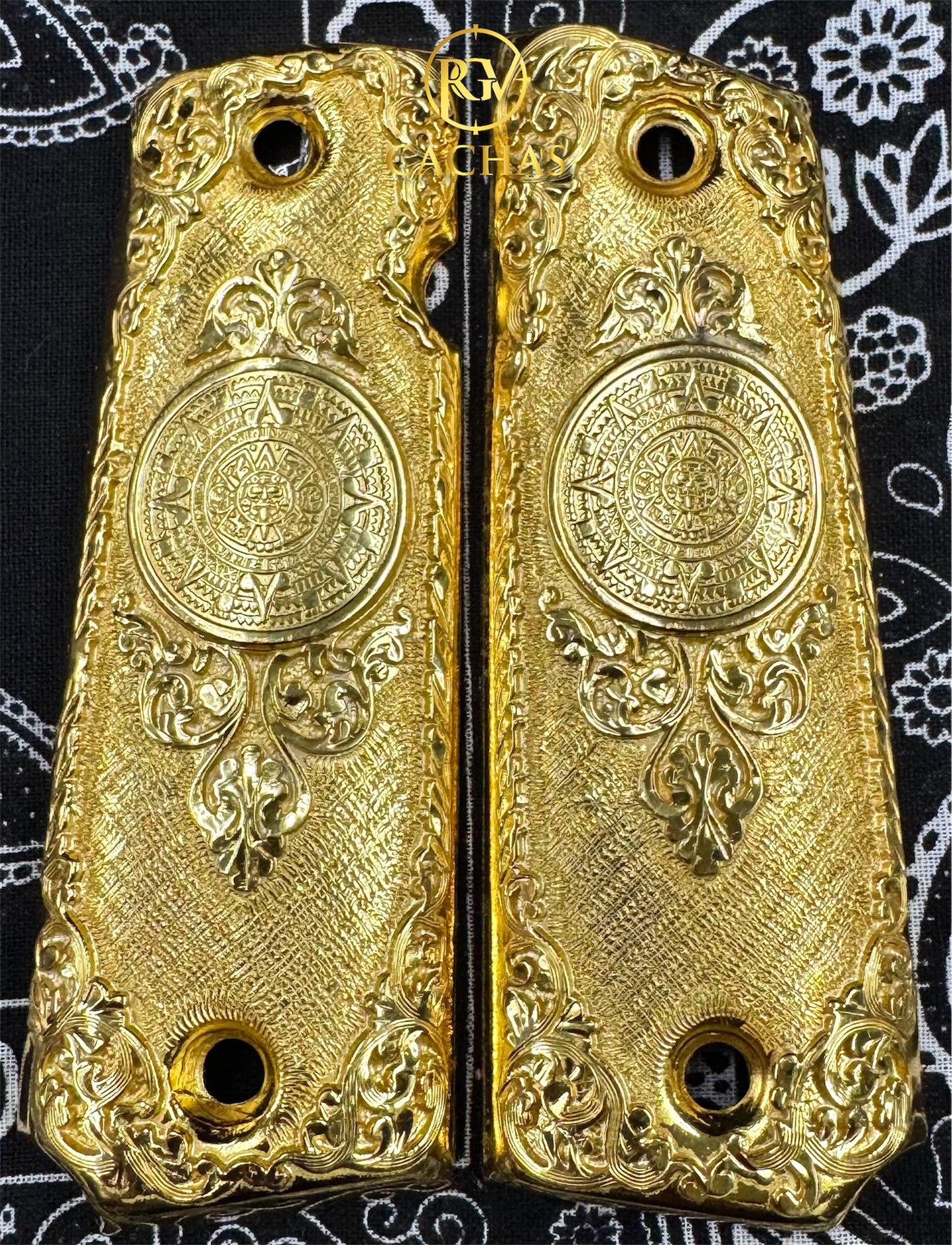 1911 Full Size Calendario Azteca Scroll Grips