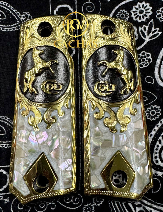 1911 Full Size Colt Logo Horse Nacar Grips