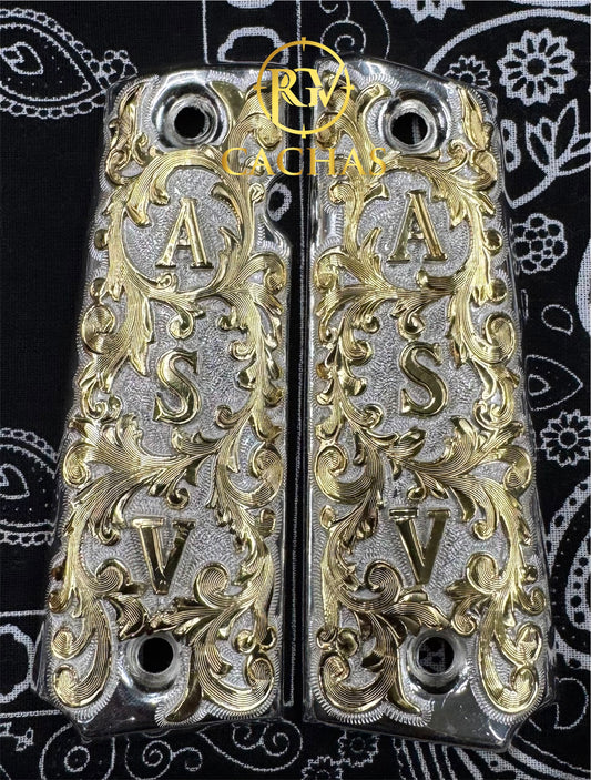 1911 Full Size Custom Initials Scroll Grips