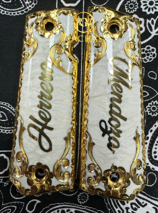 1911 Full Size Scroll Work Custom Name Grips