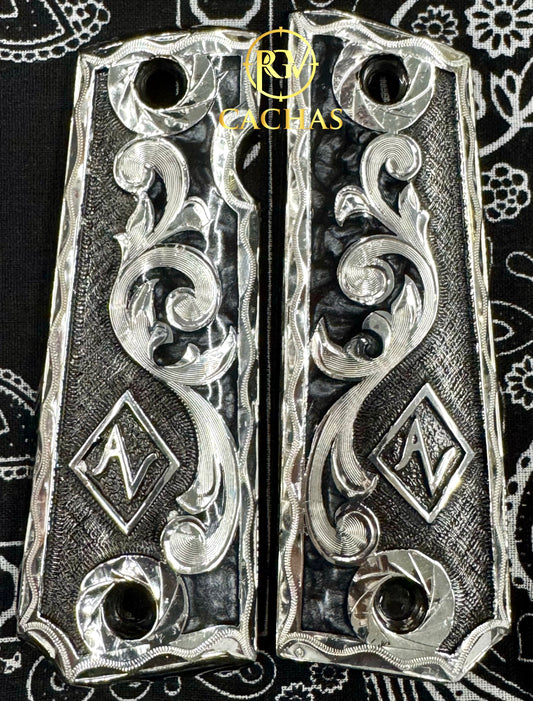 1911 Full Size Custom Logo Scroll Grips