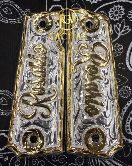 1911 Full Size Custom Name Rosario Grips
