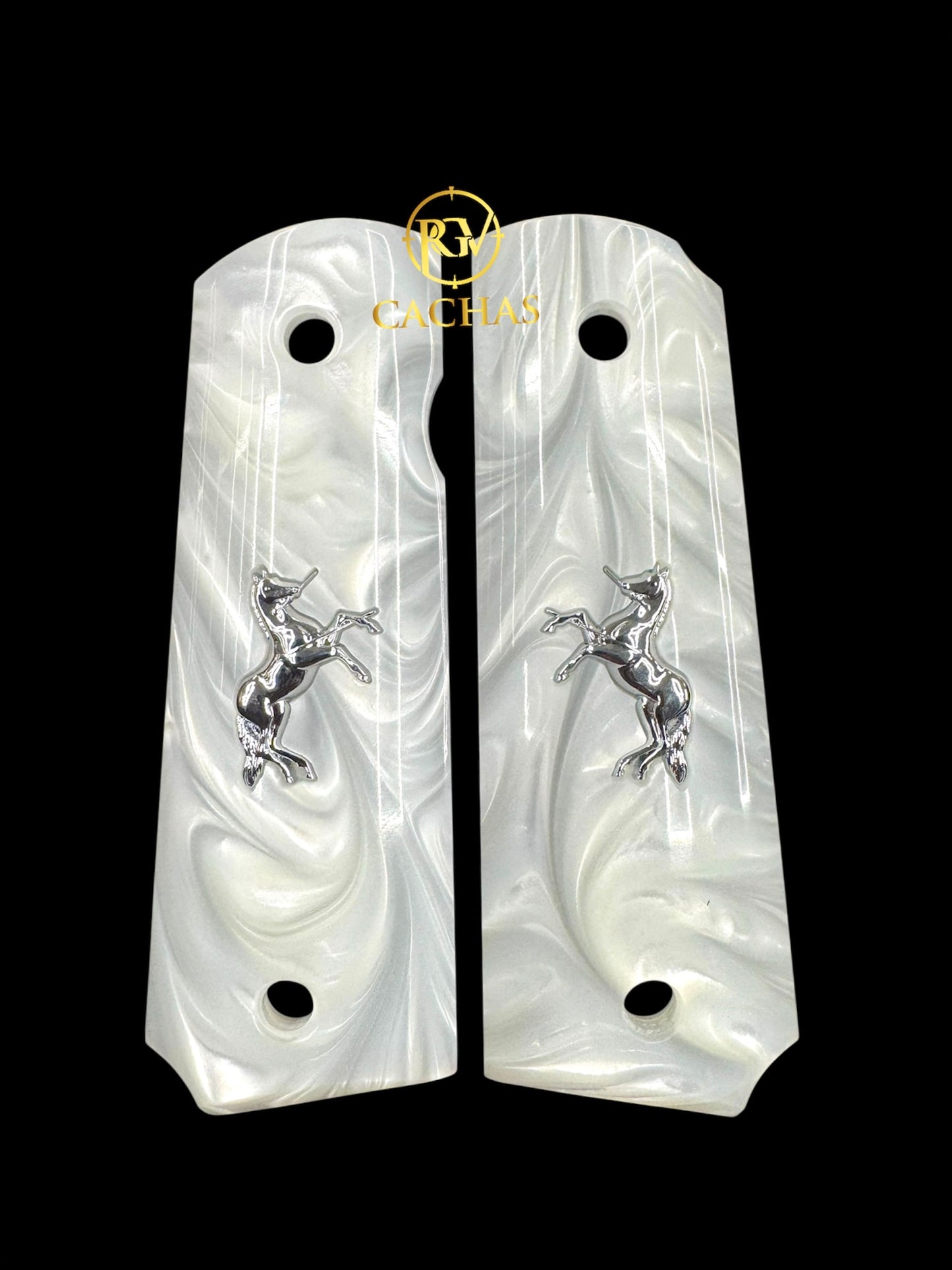 1911 Full Size White Pearl Horse Grips