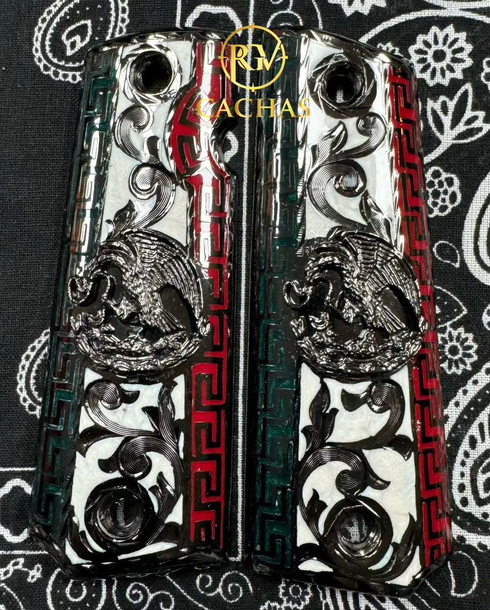 1911 Full Size Eagle Mexico Flag Grips