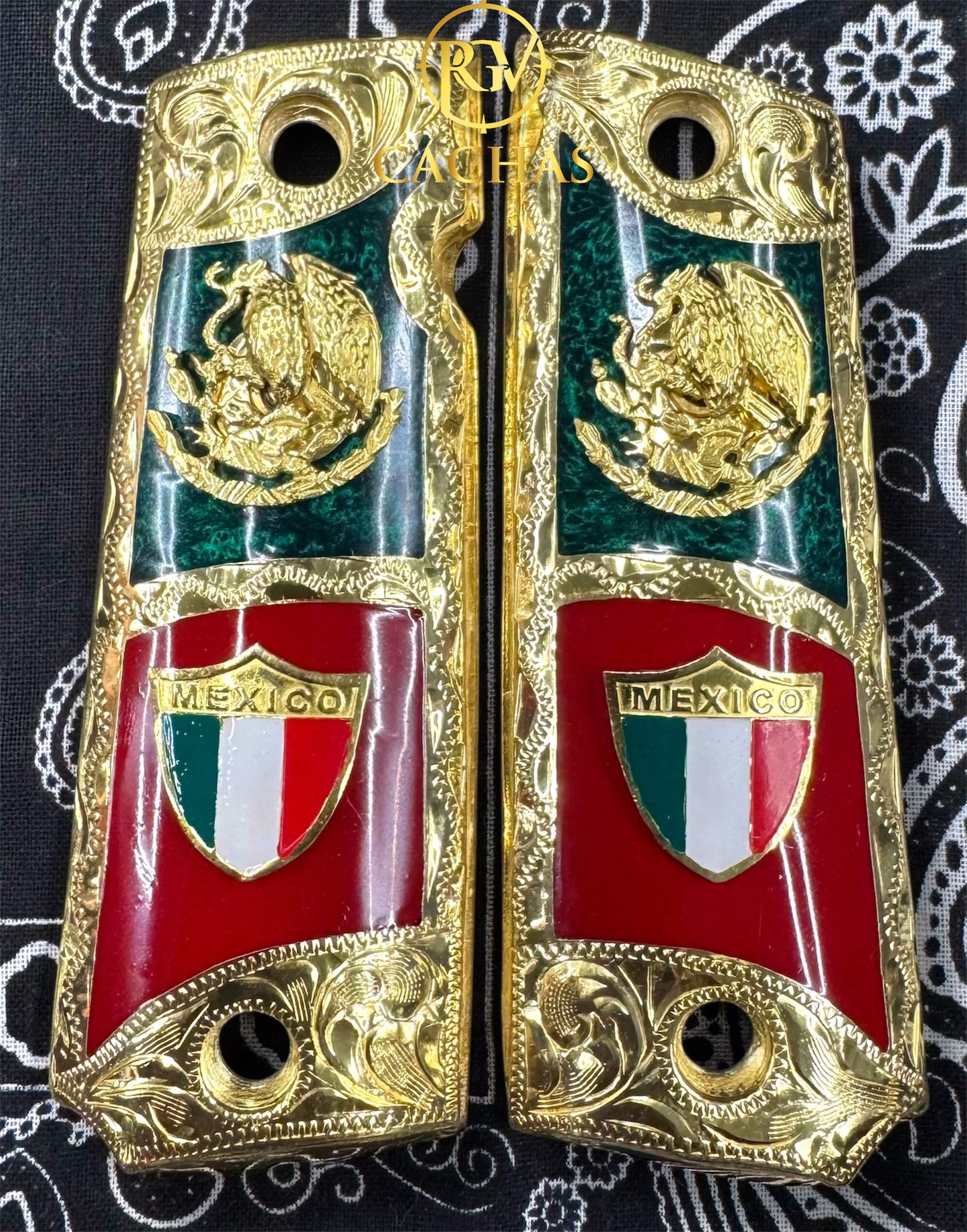 1911 Full Size Mexico Flag Eagle Grips