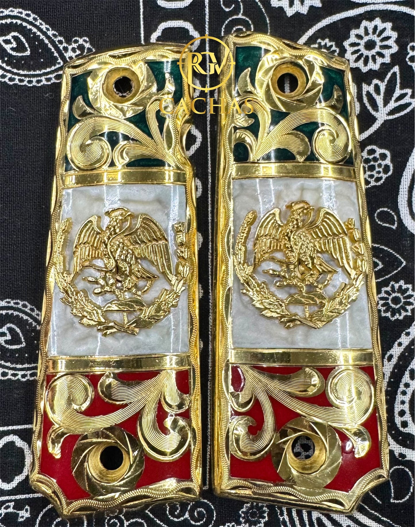 1911 Full Size Mexico Eagle Flag Scroll Grips