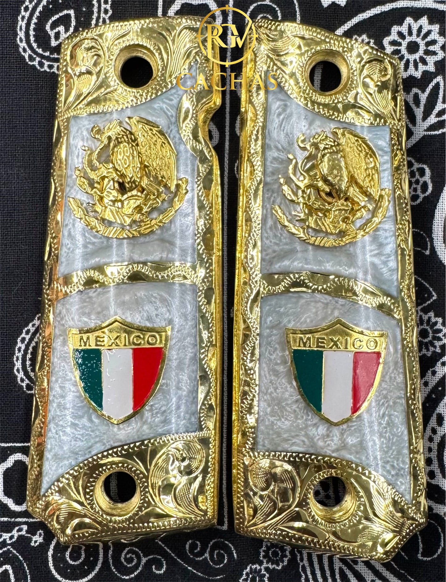 1911 Full Size Mexico Flag Eagle Grips