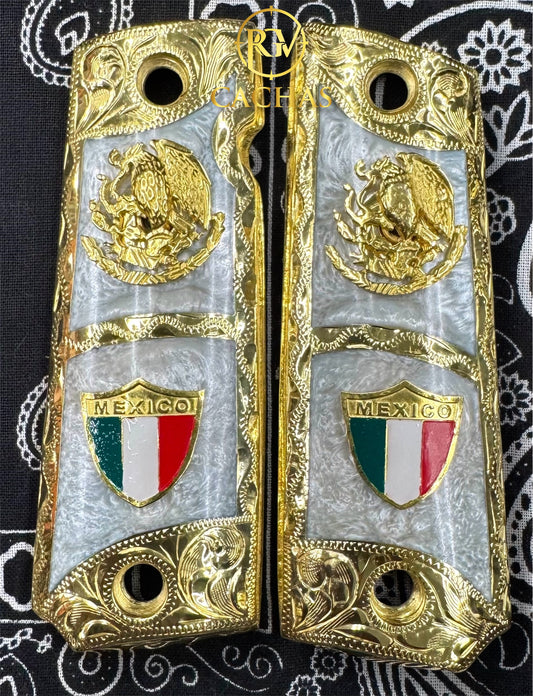1911 Full Size Mexico Flag Eagle Grips