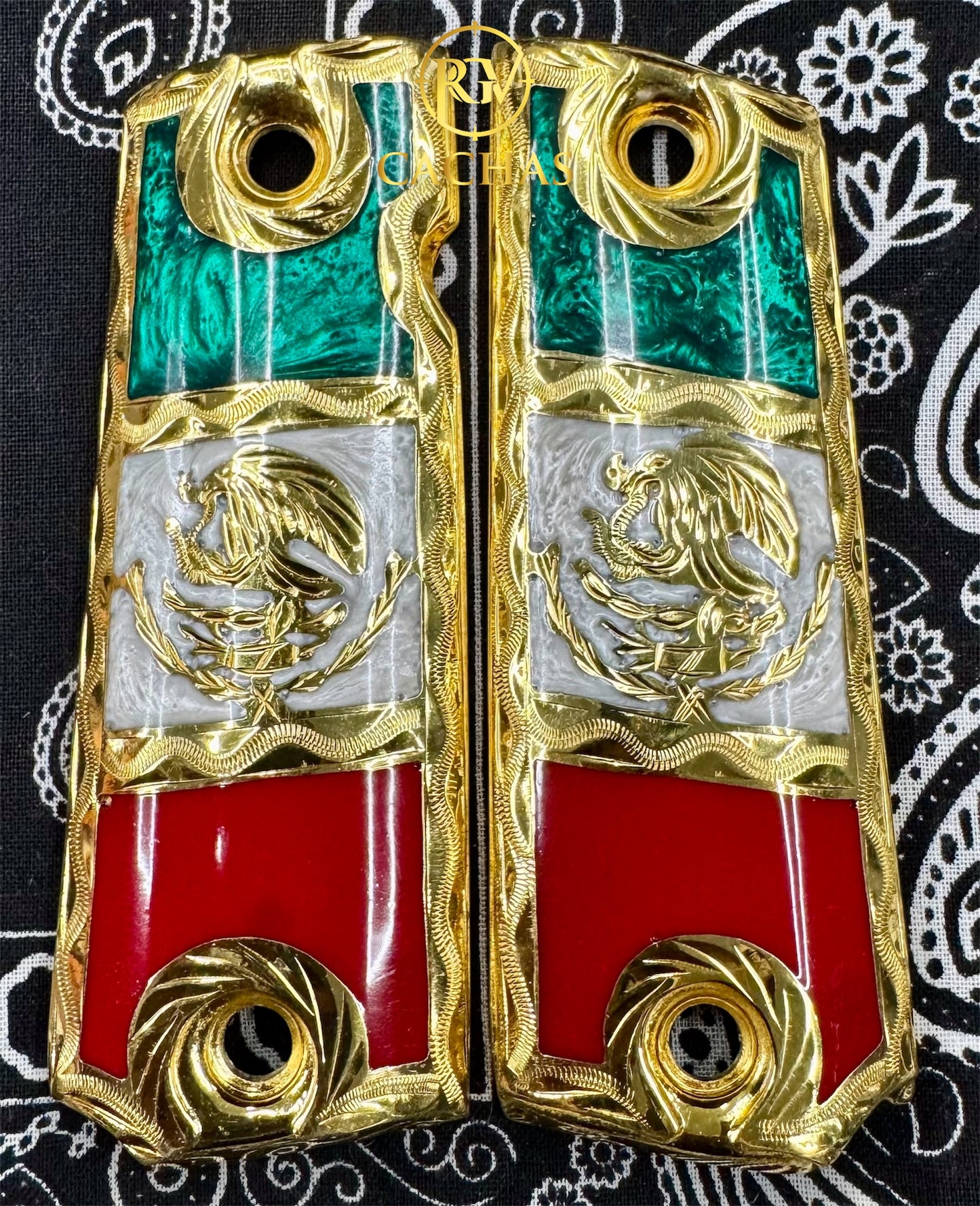 1911 Full Size Mexico Flag Eagle Grips