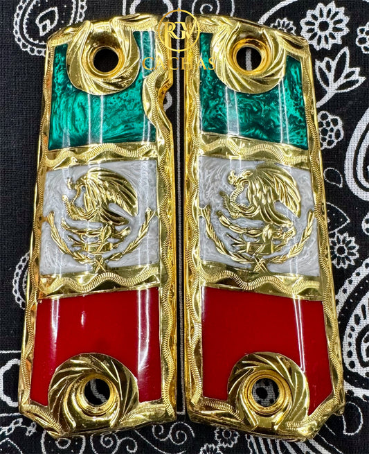 1911 Full Size Mexico Flag Eagle Grips