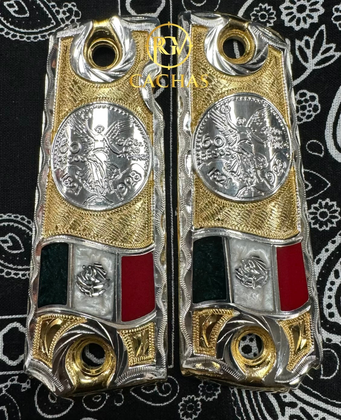 1911 Full Size Centenario Mexico Flag Grips