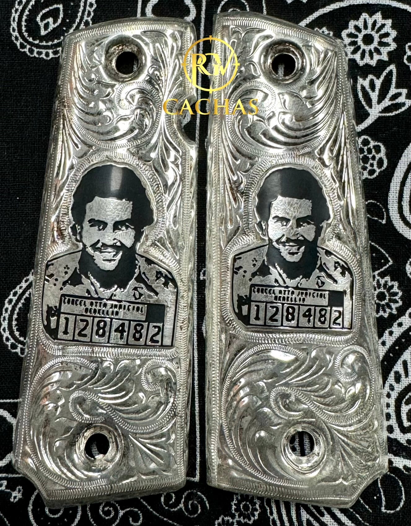 1911 Full Size Pablo Escobar Grips – Gold Guns