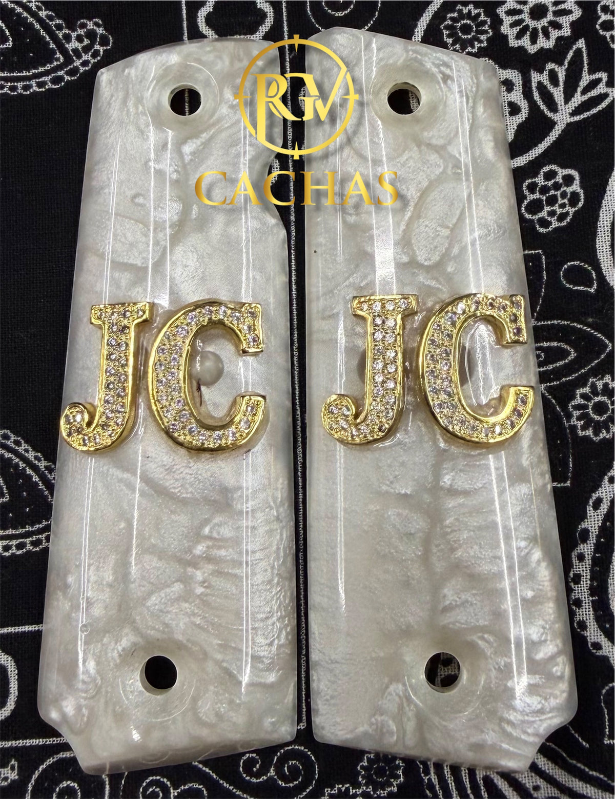 1911 Full Size Custom JC Initials CZ Grips