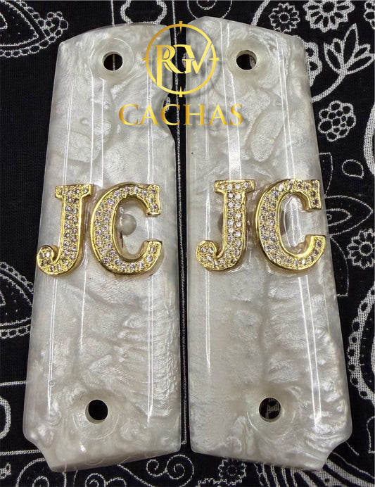 1911 Full Size Custom JC Initials CZ Grips
