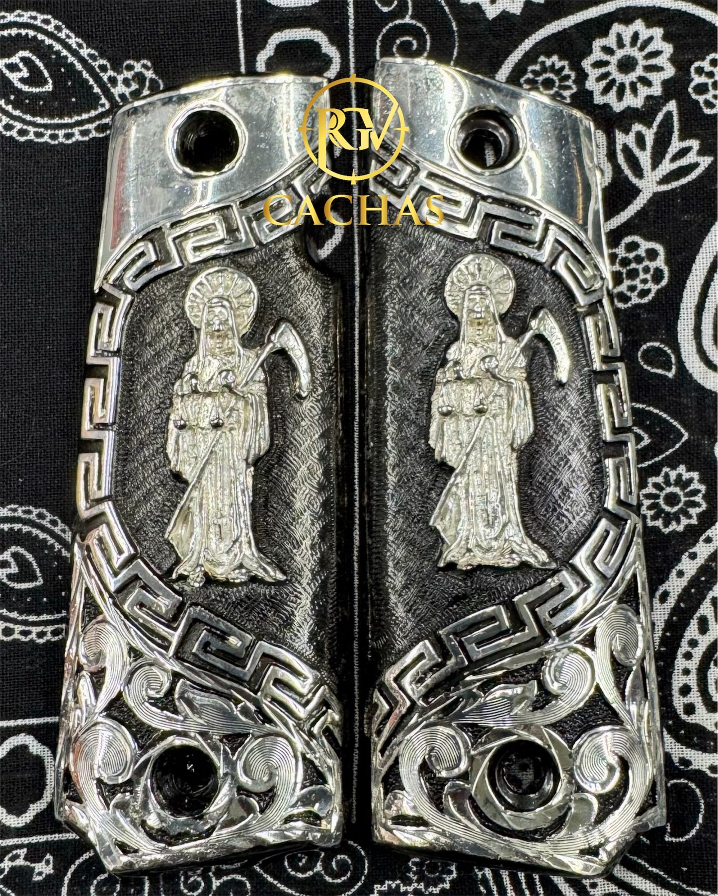 1911 Full Size Santa Muerte Greek Border Grips