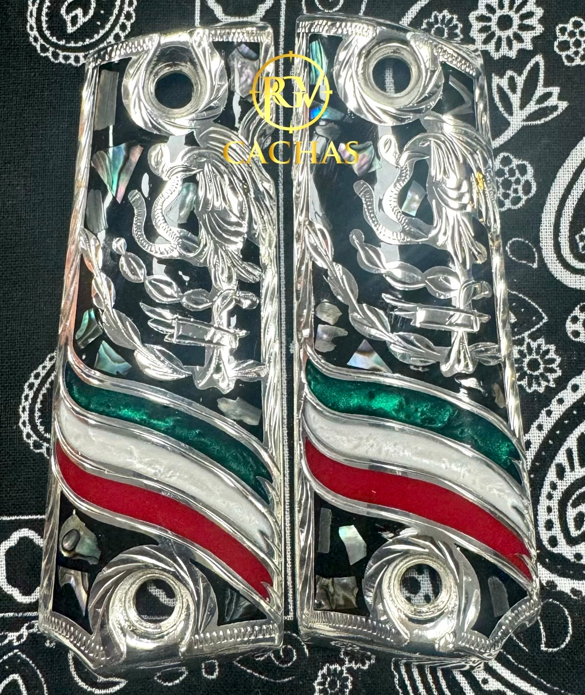 1911 Full Size Mexico Flag Eagle Grips