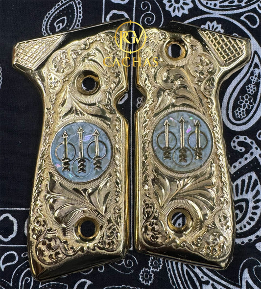Beretta 92FS/96 Logo Scroll Nacar Grips