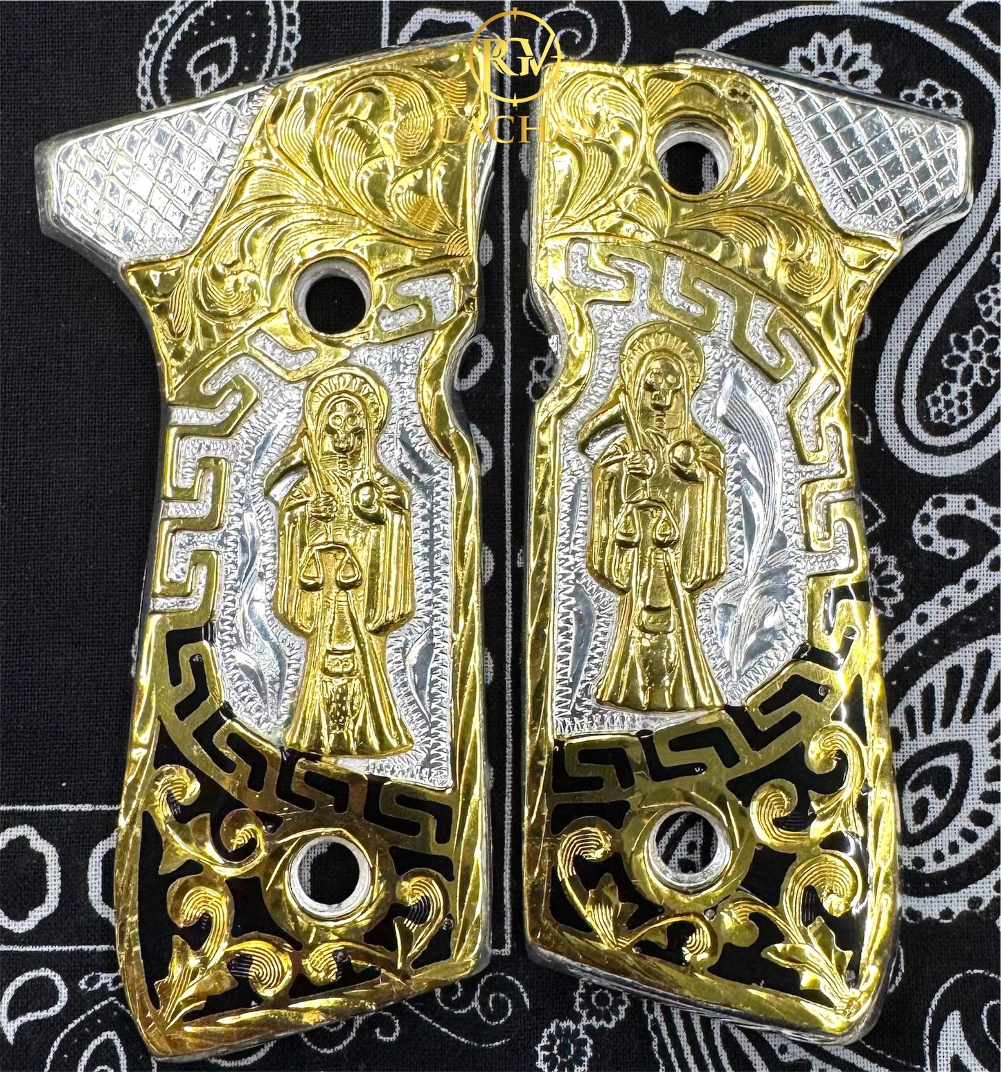 Beretta 92FS/96 Santa Muerte Greek Scroll Grips