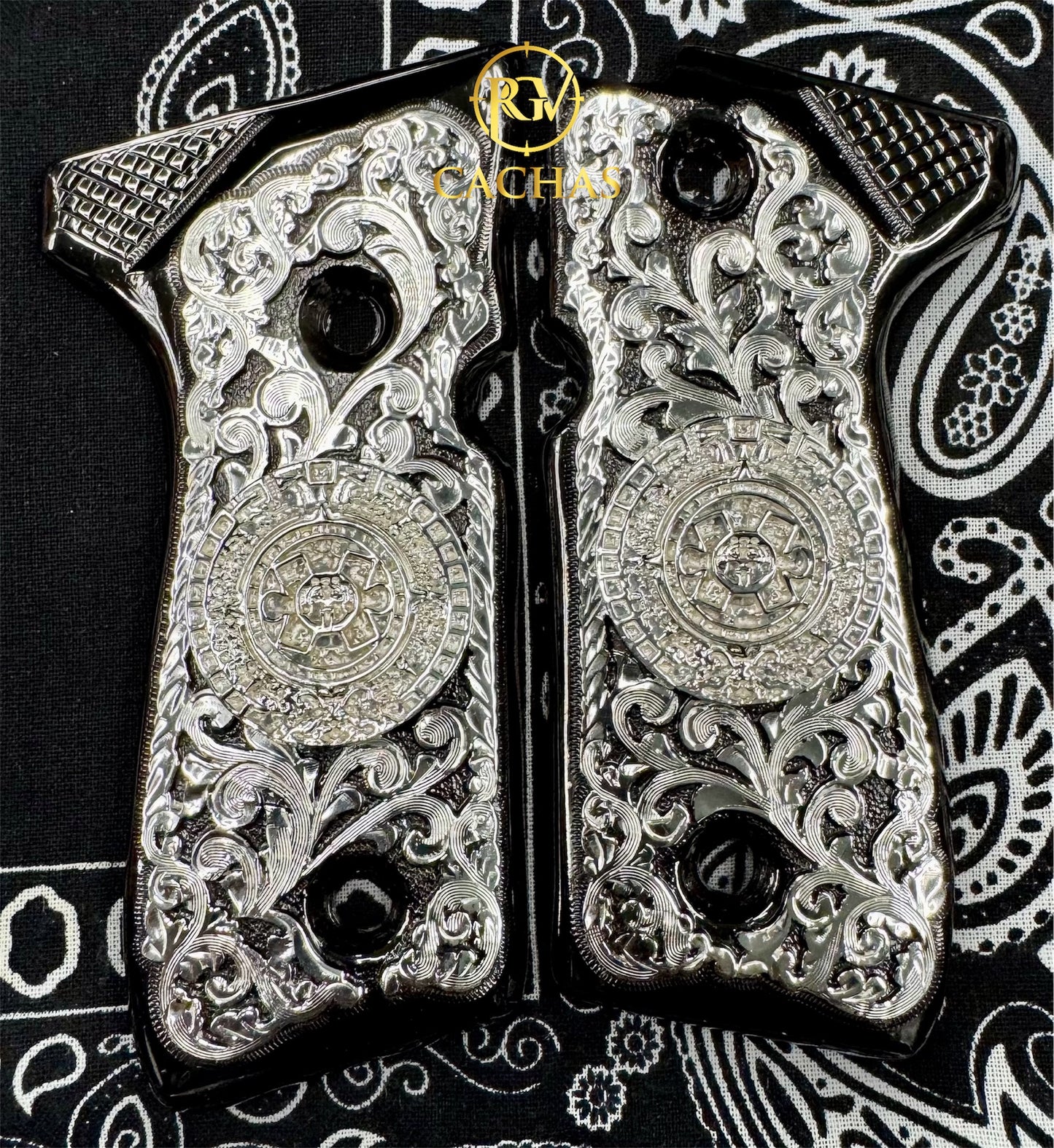 Beretta 92FS/96 Calendario Azteca Scroll Grips