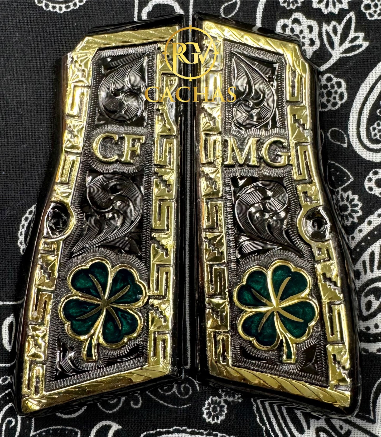 Browning Hi Power Custom Initial Clover Grips