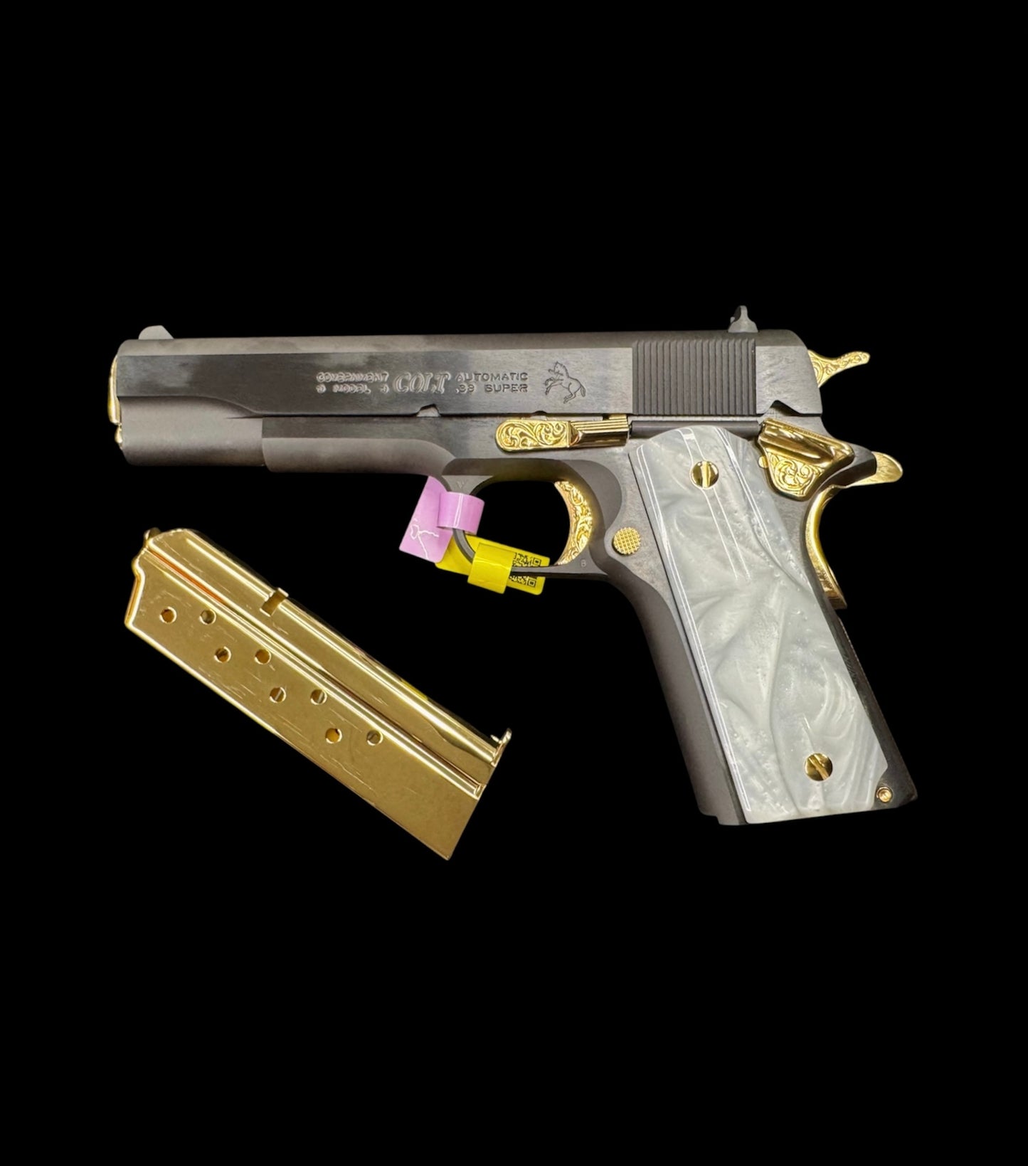 Colt 1911 Government 38 Super Blued Steel Scroll